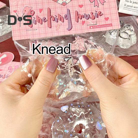 Clear Waffle Squeeze Toy Stress Relief Transparent Donut Toast Croissant Pinch Sensory Toy Kids Teens Adults Soft Stress Ball Cat Paw Fidget Toy