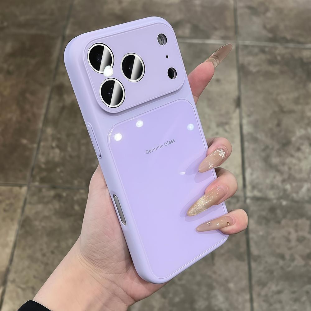 Genuine Glass Glossy Hard Shockproof Case for iPhone 17 16 15 14 13 12 11 Pro Max Plus Macaron Candy Color Cover for iPhone Air