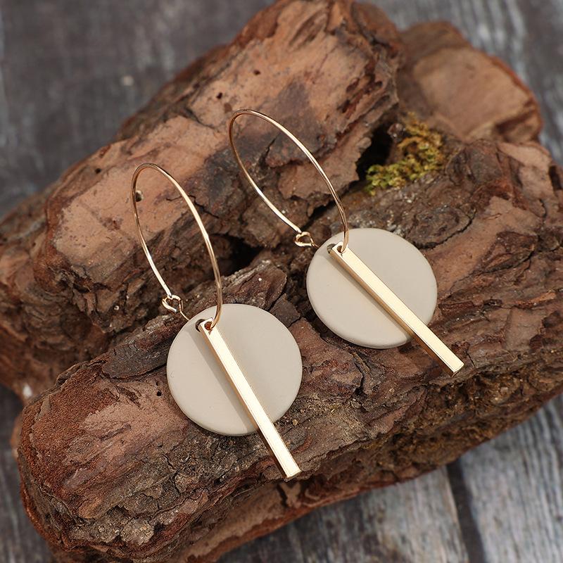 1 Pair Bohemian Minimalist Geometric Circle & Bar Shape Alloy Hoop Earrings, Fashion Multi-Color Alloy Earring Rings for Women, Gift