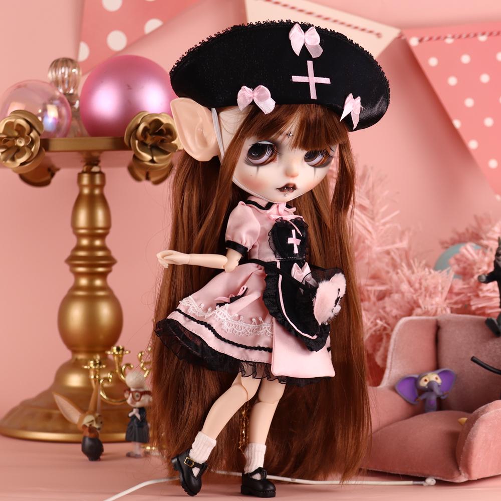 Outifts For ICY DBS Blyth Doll Bunny Hop Gothic Nurse Clothes Cosplay Dress Suit 1/6 BJD OB24 Anime