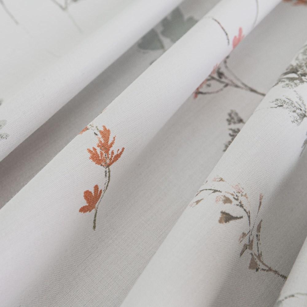 Cotton satin bedding 220x200 Luxury Premium Perimelis white with delicate gray flowers