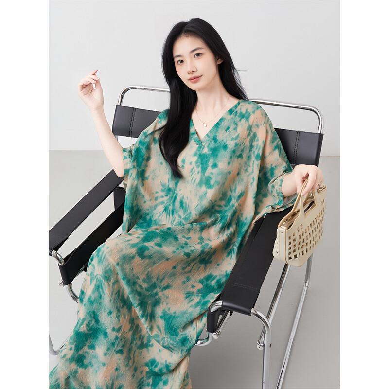 Aiyilian Retro Printed Loose Summer Dress