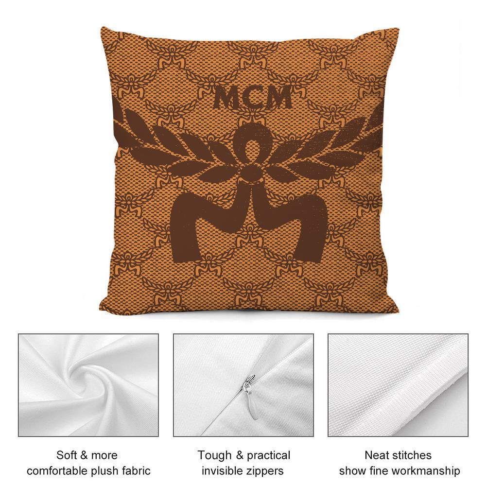 Luxury M-MCM Pillow Case Short Plush Double-sided Print Square Throw Pillow Covers Sofa Home Cushion Decor