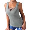 Canotta da Donna a Spalle Incrociate Girocollo Monocolore Estiva Taglie Forti Vest Slim Fit