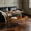Rectangular Wooden Coffee Table with Large Hidden Storage Area, Height-Adjustable