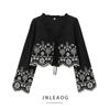 Jnleaog Autumn New Women's Clothing Fashion Style Stylish Cut Out Embroider Cotton Tops 1268146