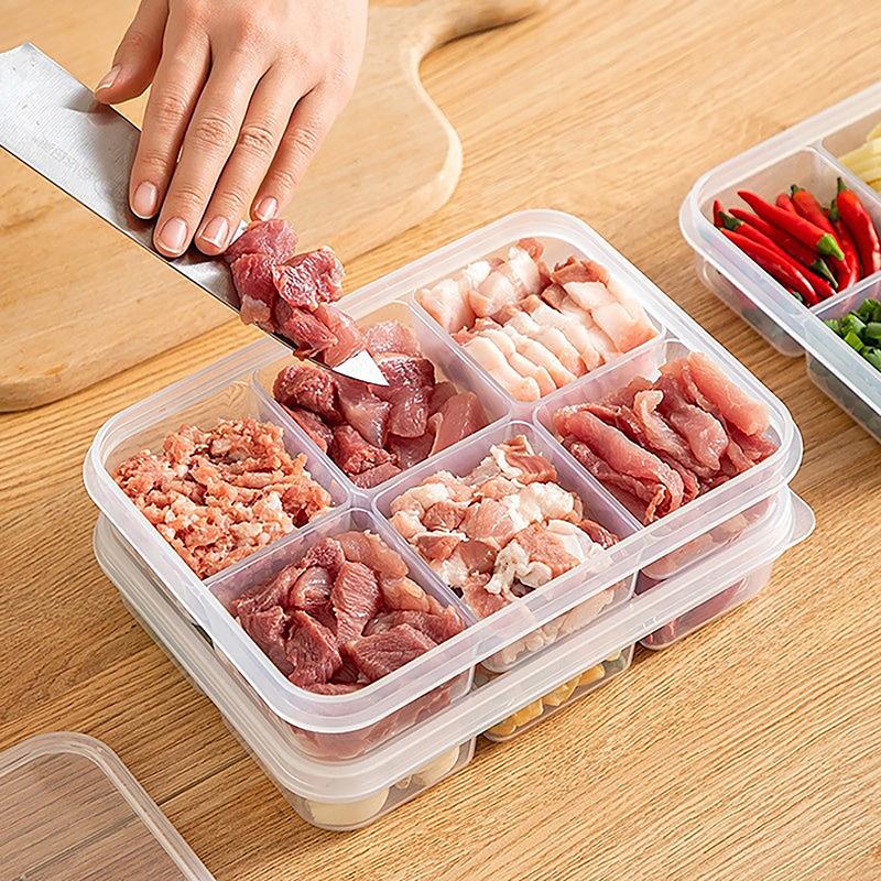 4/6-Grids Fridge Sealed Fresh-Keeping Box With Lid Clear Plastic Freezer Food Storage Box Food Fresh Fruit Container For Kitchen