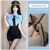 Flower love sea sexy underwear pure desire wind policewoman professional blue pleated short skirt cosplay uniform suit A155