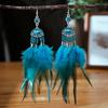 Super Long Exaggerated Irregular Feather Earrings for Women Fashion Boho Colorful Rhinestone Crystal Bead Dangle Earring Jewelry