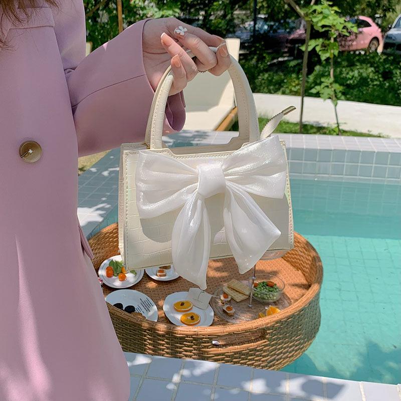 2025 Niche Women's Fairy Bow Handheld Small Square Bag - Sweet Girl Shoulder Crossbody