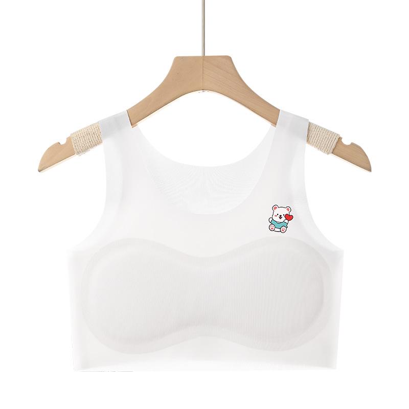 Girls' Seamless Underwear Set for Ages 7-12: Anti-Bulge Vest & Junior Bra
