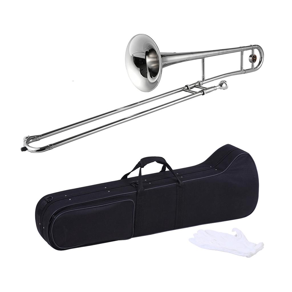 Silver Trumpet Alto Trombone Brass Bb Tone B Flat Wind Instrument with Cupronickel Mouthpiece