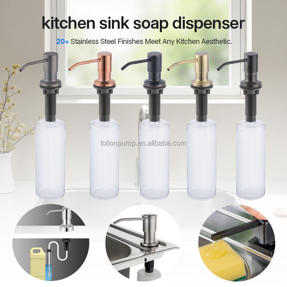 Custom 500ml Kitchen Manual Black Hand Dish Soap Dispenser Stainless Steel for Kitchen Sink Factory in China