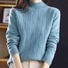 Half Turtleneck Pullover Women's Casual Long-sleeved Loose Sweater Thickened Solid-color Knitted Sweater for Autumn and Winter