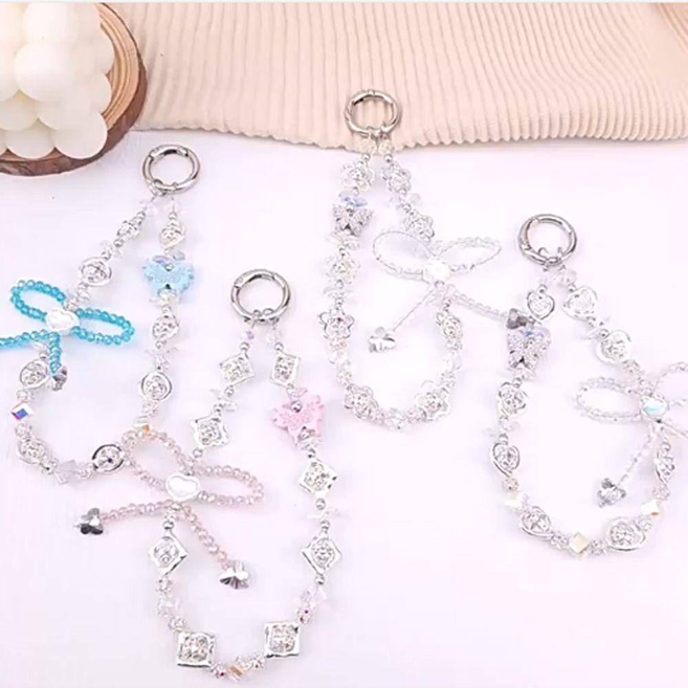 Colorful Beads Beaded Phone Chain Bowknot Phone Hanging Rope Phone Case Accessories