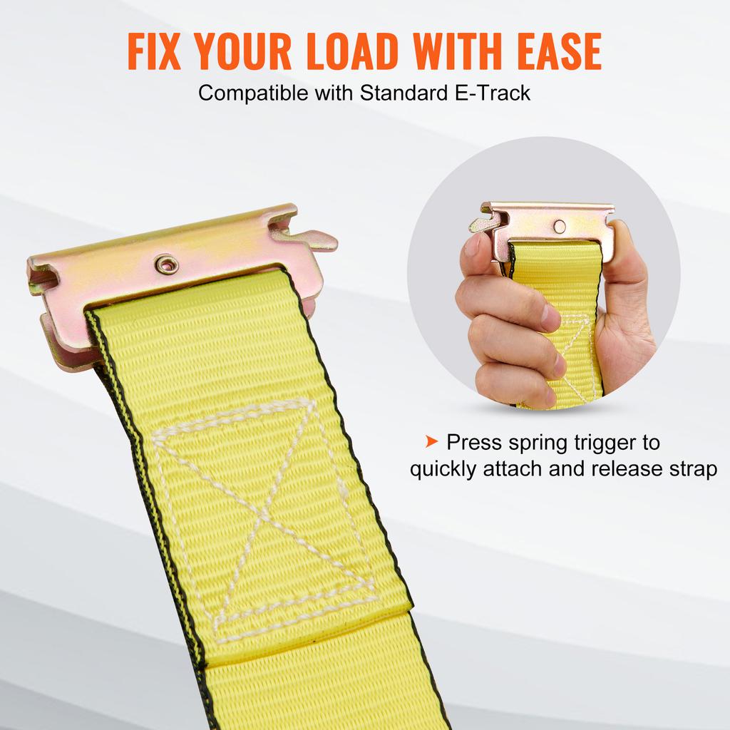 SucceBuy 8pcs 4400Lbs Ratchet Tie Down Straps E-Track Heavy Duty Strap with Hook Loop for Moving Securing Cargo Lawn Equipment