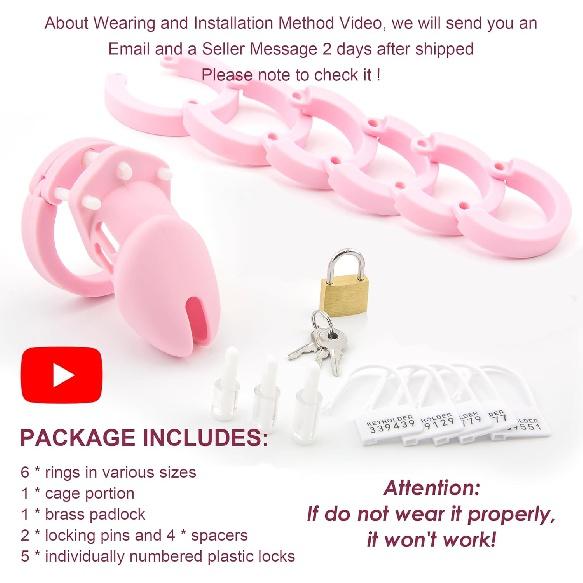 Silicone Cock Cage Chastity Cage Chastity Device for Male Penis Exercise (Pink)