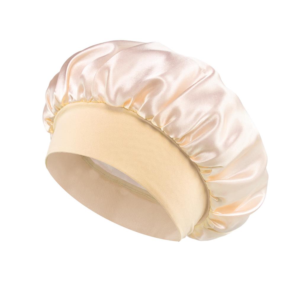 1PC Soft Silk Satin Lined Bonnet Large Satin Hair Bonnet Household Sleep Shower Cap Hair Wrap Cover for Long Hair Salon Tool