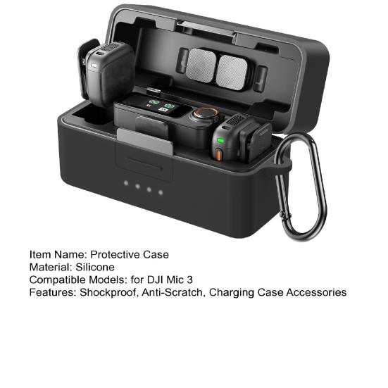Silicone Protective Case for DJI Mic 3 Shockproof Anti-Scratch Wireless Microphone Transmitter Receiver Charging Case Protector Cover