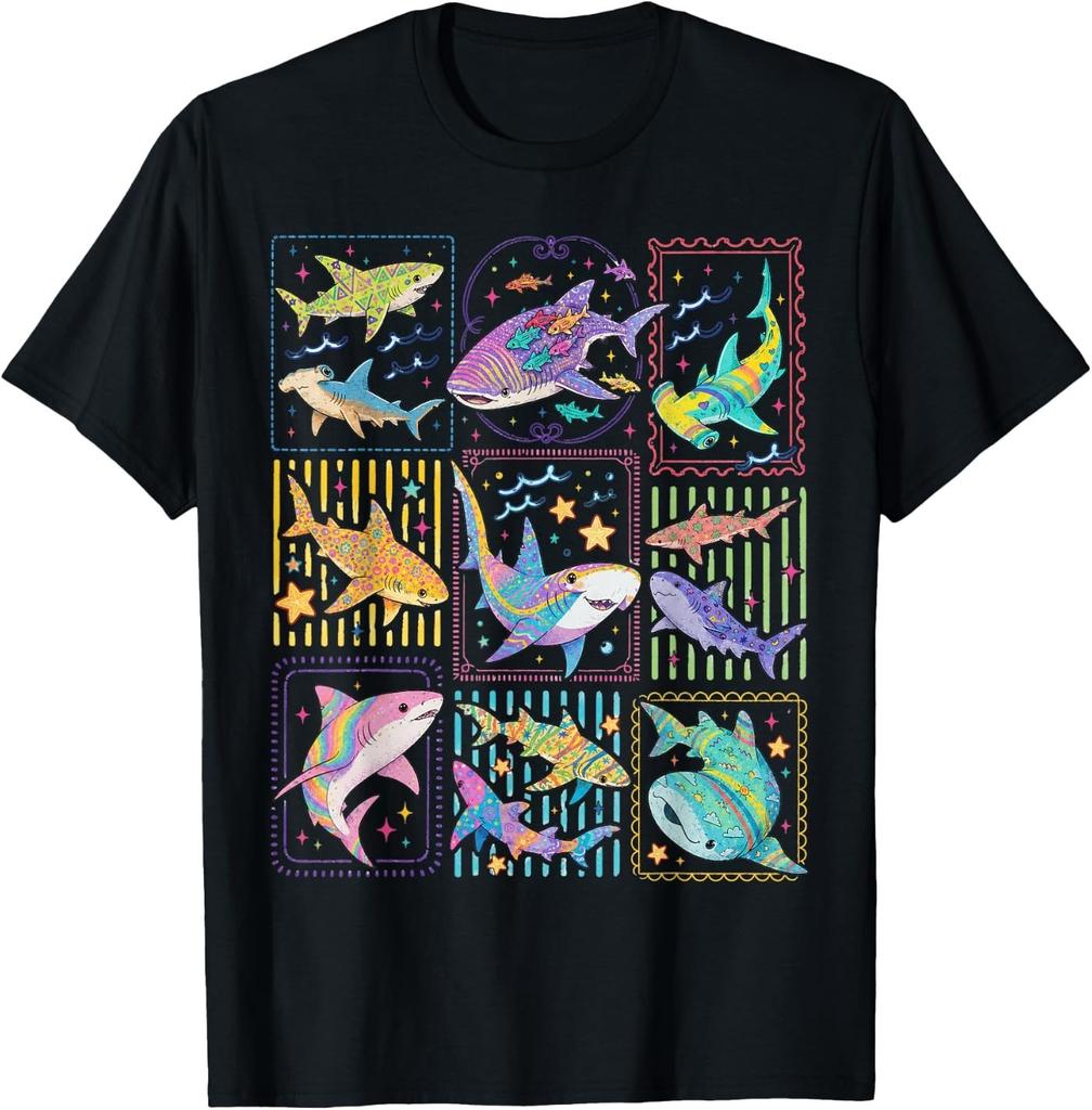 Shark Tropical Ocean Stamp Sea Life Scuba Divers Biologists T-Shirt