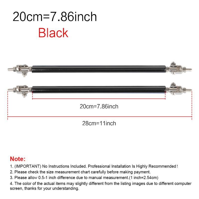 2psc Universal Racing Adjustable Front Rear Bumper Lip Splitter Support Bar / Pull Rod Kit Racing 75mm/100mm/150mm/200mm