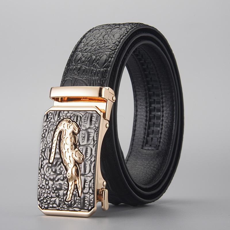 Belt Men'S Business High-End Leather Alligator Pattern Automatic Buckle Belt Embossing