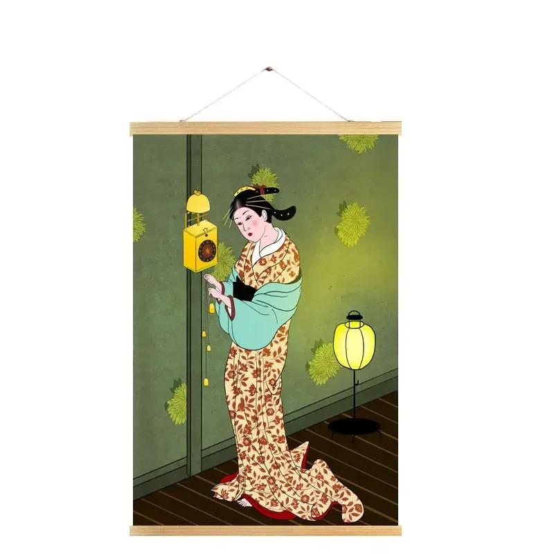 

Японский постер на холсте с изображением тигра укиё-э для гостиной, домашний декор, настенная живопись с подвесным свитком из цельного дерева Wide40cmHigh60cm