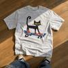 Vintage Skateboarding Cat Tee, Retro Black Cat Shirt, Funny Skater Kitty Gift