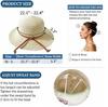 Beach Hats for Women - 33cm Sun Hat Womens, Wide Brim Straw Womens Sun Hat with Wind Lanyard Roll Up Foldable UV Protection