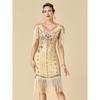 Women's Plus Size 1920s Gatsby Flapper Dress, Sequin Beaded Short Sleeve Fringe Evening Gown For Party & Pr