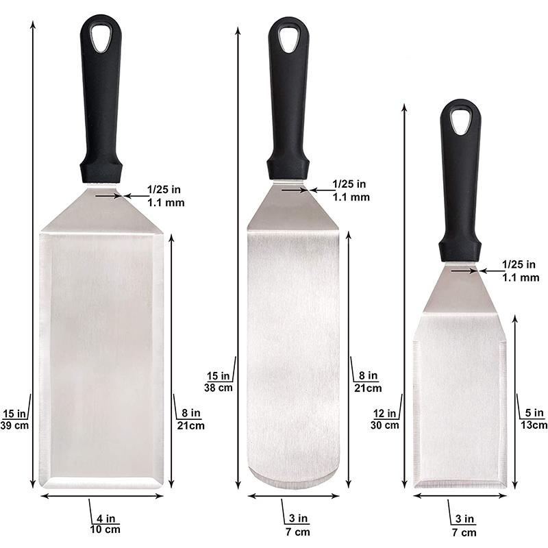 2/4Pcs Metal Spatula Griddle Accessories Set, Stainless Steel Scraper Flat Spatula Pancake Flipper Burger Turner for BBQ Grill