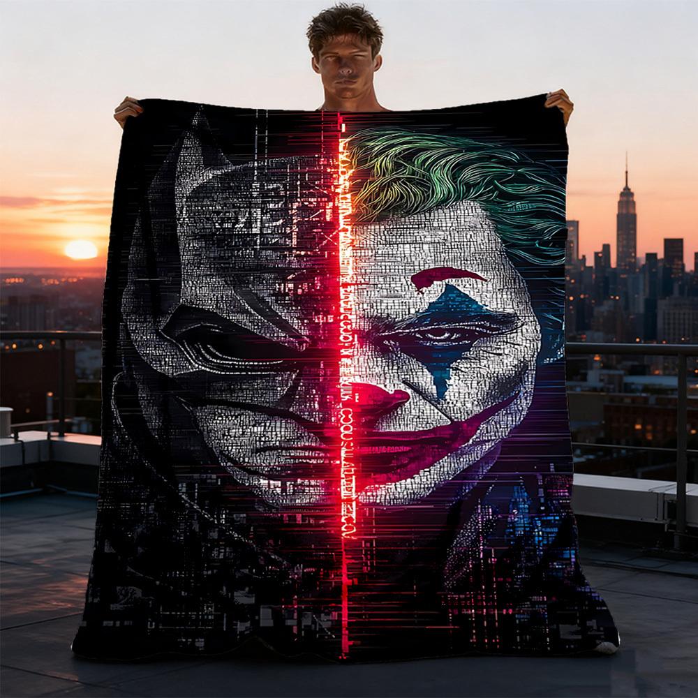 1pc Batman, Joker Outdoor Flannel Throw Blanket Soft, Lightweight & Warm for Sofa, Office
