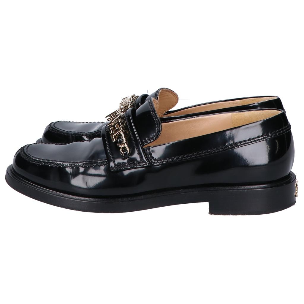 Chanel G37430 Metall-Logo Lackleder Slipper Schuhe 37C schwarzGebraucht