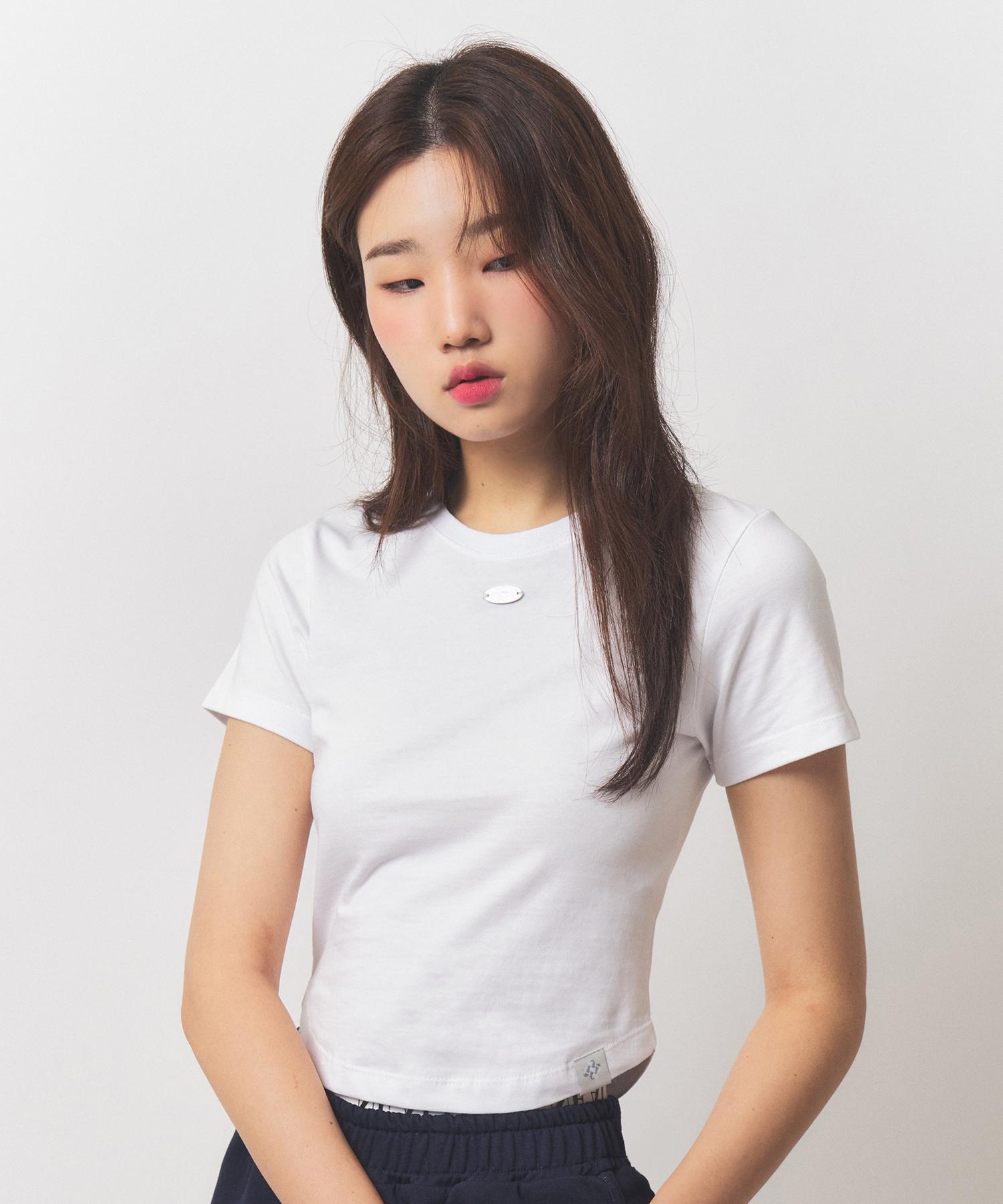Nil Rise Round Semi Crop T-Shirt White White/S