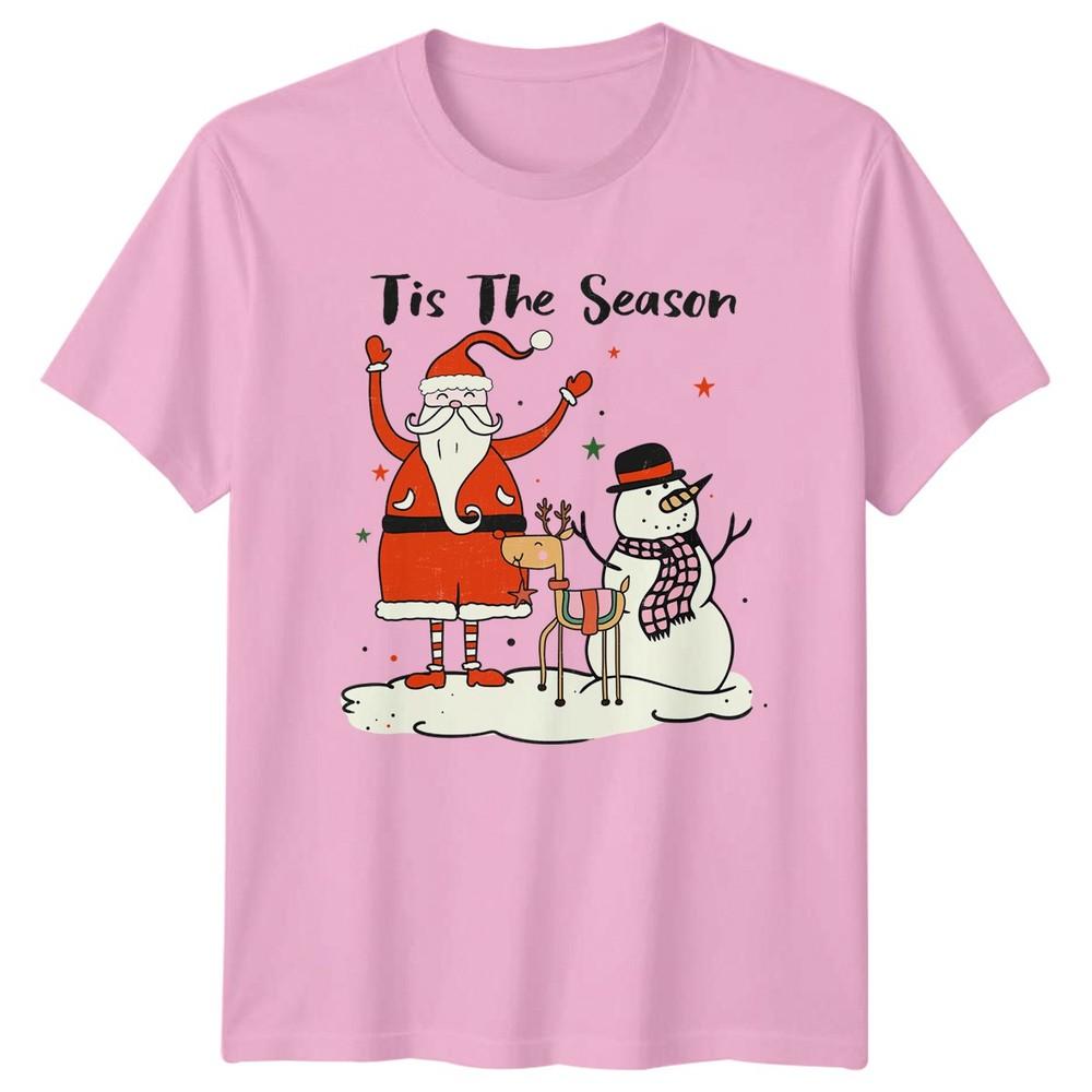 Tis The Season Christmas Holidays Unisexs Unisexs Tee Shirt SnowUnisex Reindeer Santa
