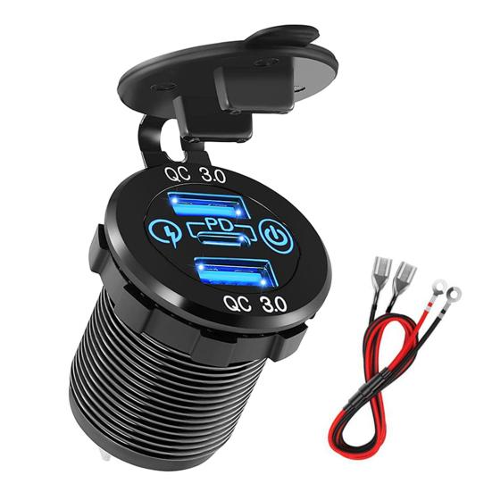 Car Charger Dual USB Outlets Fast Charging 45W PD QC3.0 Auto
