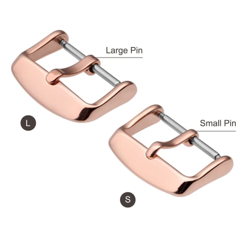 WOCCI 20mm Stainless Steel Polished Pin Buckle Watch Band Replacement Clasp, Rose Gold (Large)