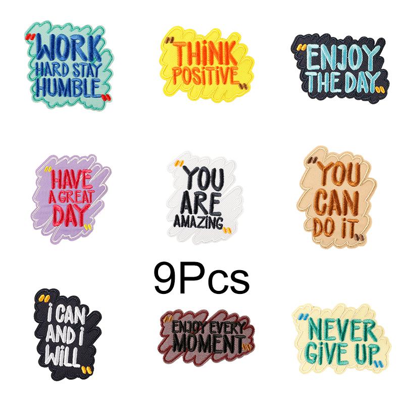 

1 шт./9 шт. Вдохновляющие цитаты вышитые нашивки рюкзаки полиэстеровые нашивки подходят для одежды вышитые нашивки шляпы разных размеров
