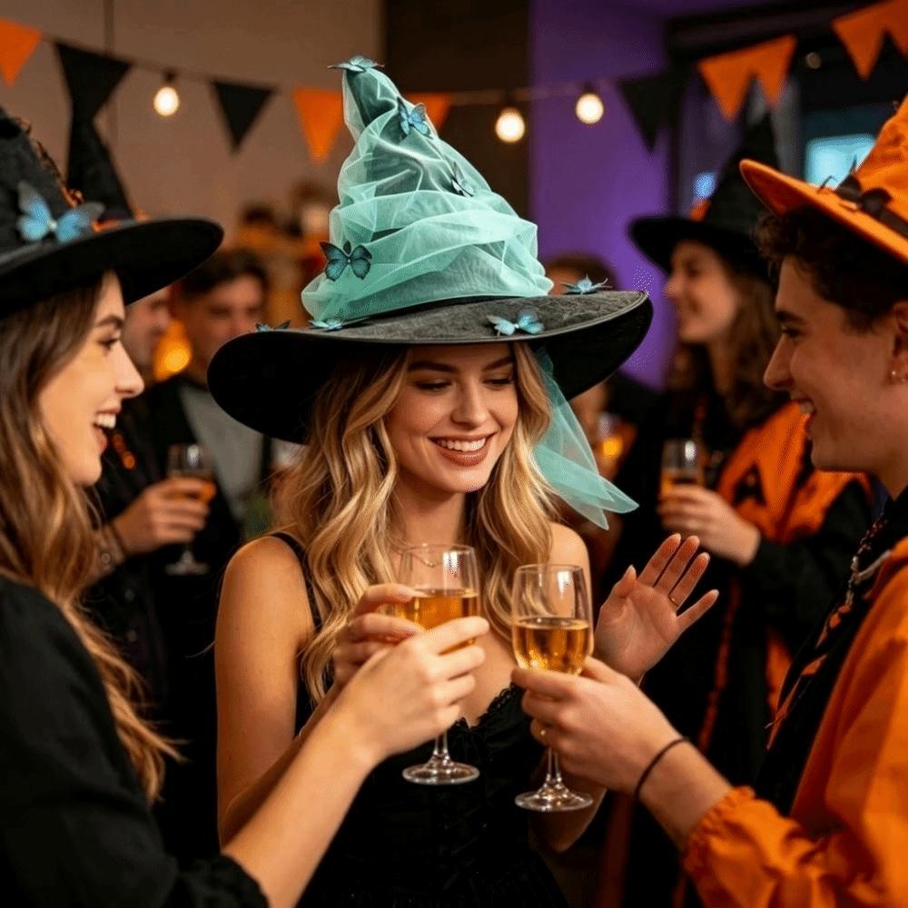 Pleated Halloween Party Butterfly Witch Durable Wizard Cap 12 Butterflies Witch Hat  Masquerade