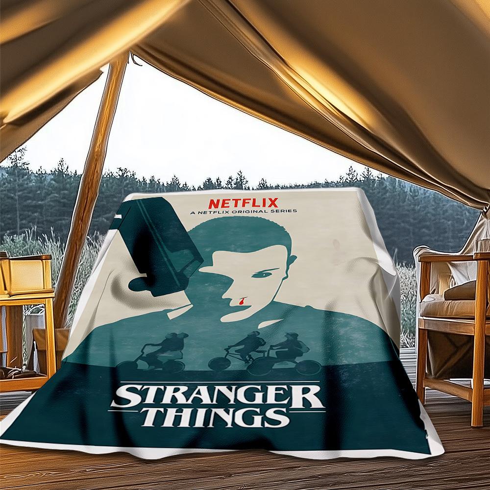1ks Deka Stranger Things Venkovní Lehká Flanelová Přikrývka Na Cestování, Kempování, Obývací Pokoj, Pohovku, Židli Měkká