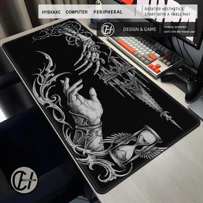 Black And White Aesthetic Mouse Pad Xxl Gaming Accessories Office Gamer Keyboard Mat Nonslip Laptop Cute Cyber Goth Mousepad