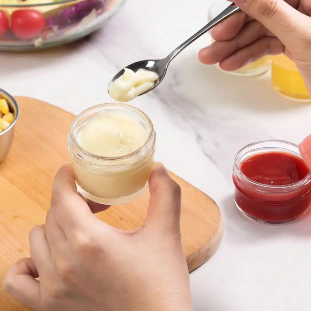 6pcs with Lid Dipping Sauce Cup 70ml Salad Dressing Container Food Storage Jar Spice Jar  Outdoor