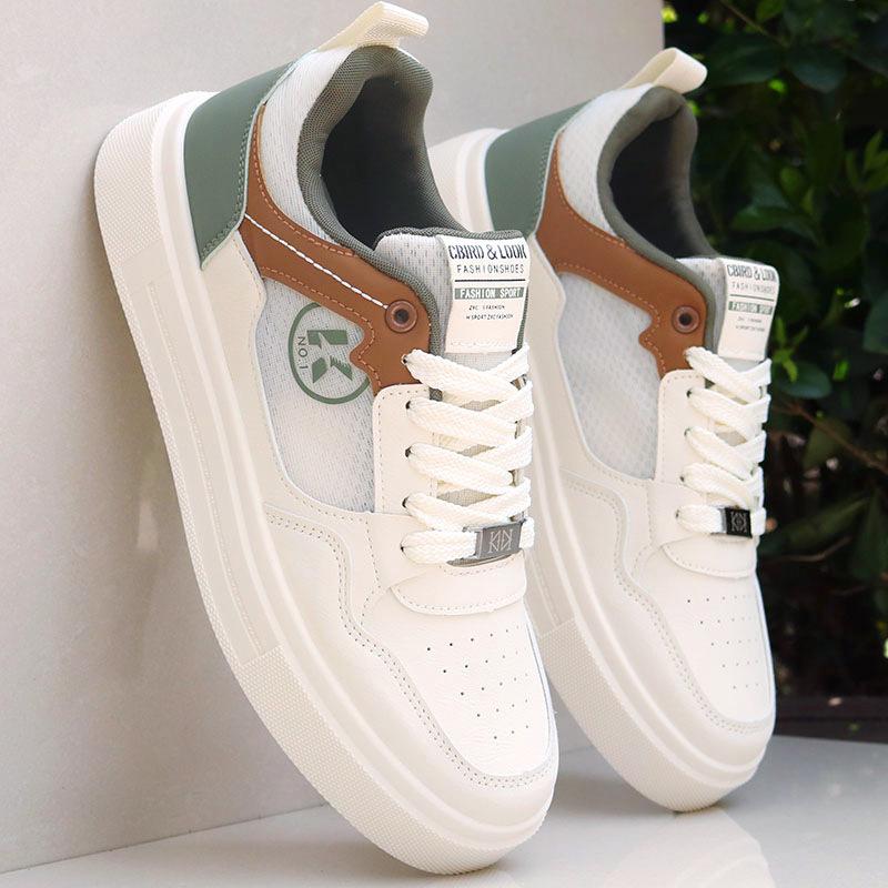 High-top men's shoes spring and autumn leather sneakers men's new casual little white shoes men's trend versatile board shoes