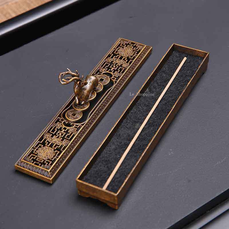 Vintage Stick Incense Buner Alloy Sleeping Incense Box Home Indoor Living Room Bedroom Tea Room Decoration Aromatherapy Tool