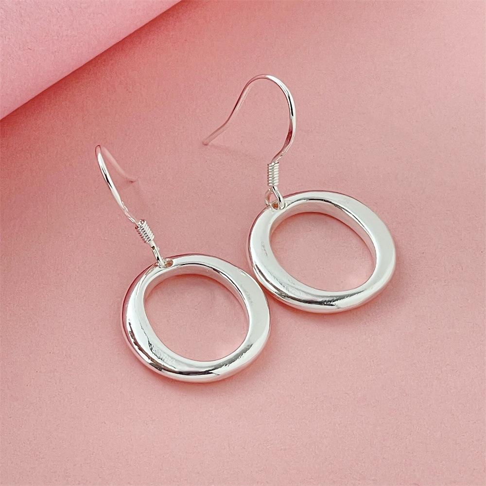 925 Sterling Silver Simple Fashion O-Earrings Birthday Party Anniversary Gift Daily Wear
