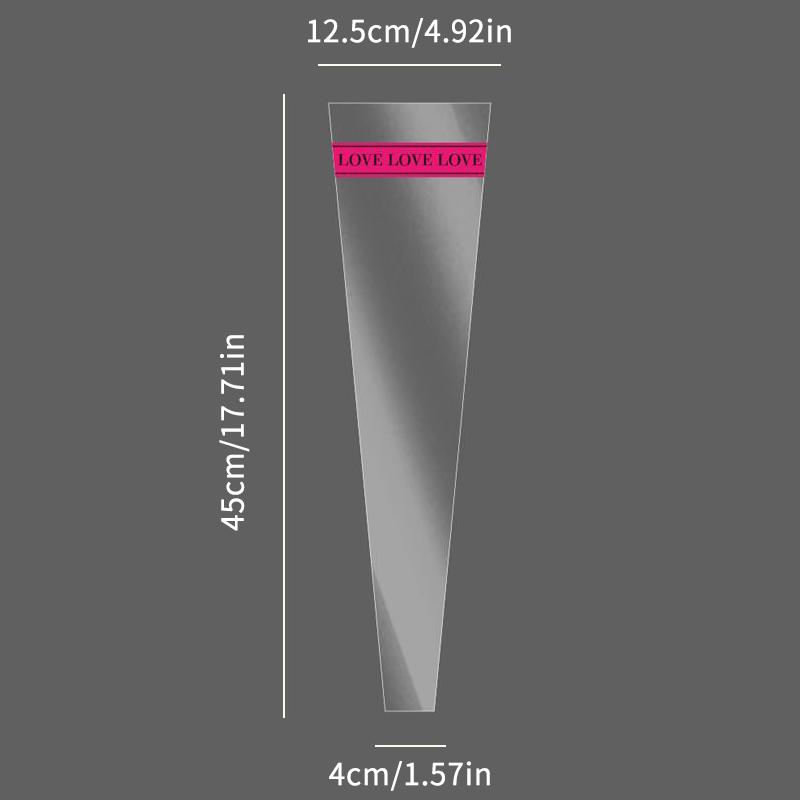 50Pcs Love Single Flower Bag Bouquet Packaging Rose Waterproof Flower Bag Wrapping Material Valentine'S Day Gift Packaging