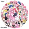 50pcs Bocchi The Rock Waterproof Reusable Adhesive Graffiti Stickers Decorate Luggage/trolley Cases