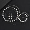 Bridal Flower Diamond Necklace Earrings Bracelet Three-Piece Set