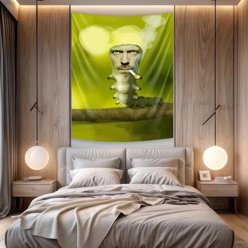 Surrealism Tapestry Multi Segment Face Smoking Insect Fantasy Art Modern Minimalist Studio Decor Wall Hanging Gift