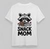 Women's Snack Mom Graphic Tee Cute Raccoon Chocolate Lover Oversize 100% Cotton